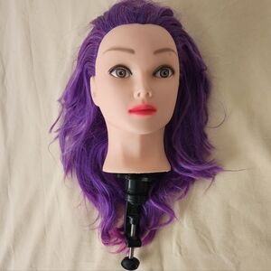 Vibrant Purple Hair Styling Mannequin Head